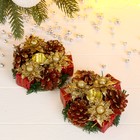 подсвечник на две свечи 12*23 см цветы, шишки (набор 2шт) - Фото 1