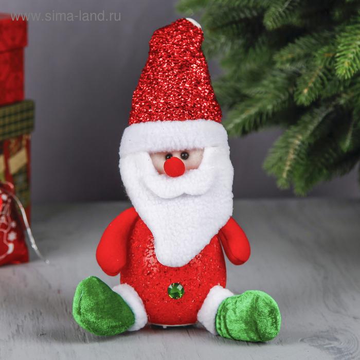 Мягкая световая игрушка "Дед Мороз в валенках" 17 см красный - Фото 1