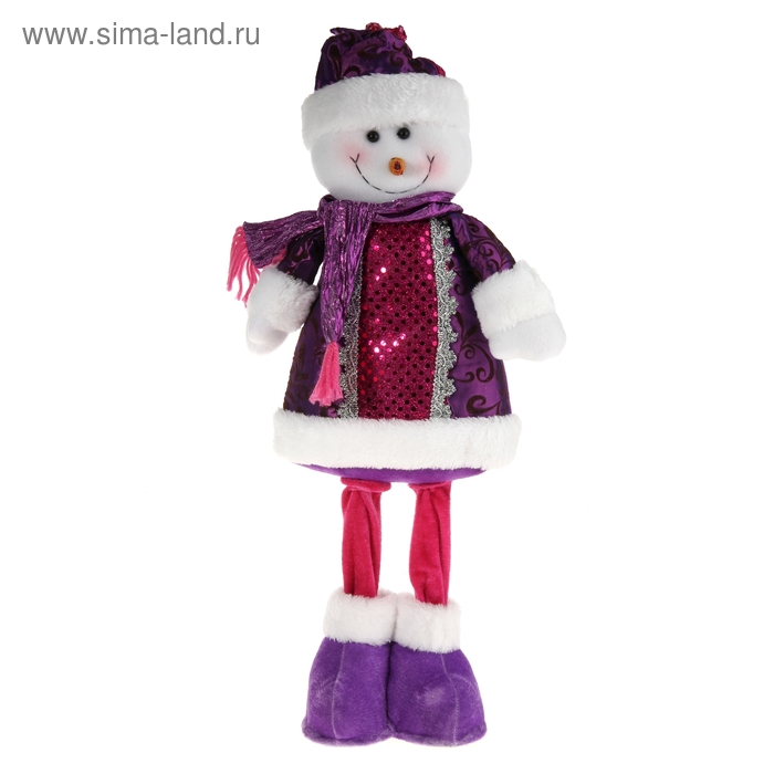 мягкая снеговик стоит 47 см цветной наряд - Фото 1