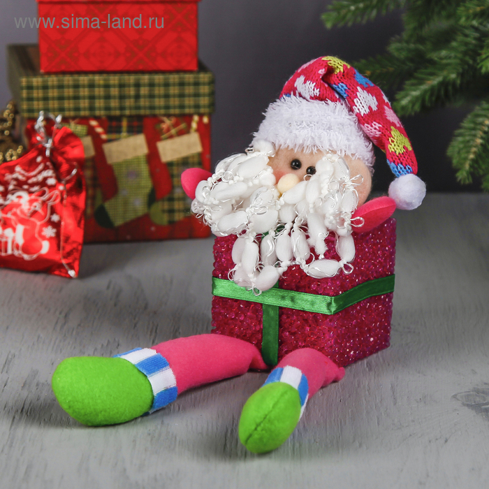 Мягкая световая игрушка "Дед Мороз - подарок" 27 см разноцветный - Фото 1