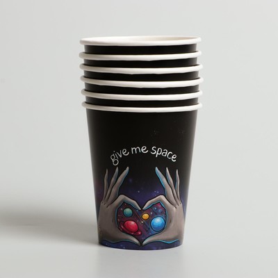 Посуда одноразовая бумажная для праздника «Космического дня рождения», набор, 6 тарелок, 6 стаканов, гирлянда