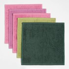 Салфетки махровые «Этель. Уголок счастья», 5 шт., 30×30 см, хлопок 100%, зелёные/розовые - Фото 3