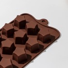 Форма для шоколада Доляна «Звёздочки», силикон, 21×10×2 см, 15 ячеек, цвет коричневый - Фото 2