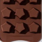 Форма для шоколада Доляна «Звёздочки», силикон, 21×10×2 см, 15 ячеек, цвет коричневый - Фото 4