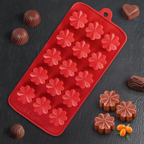 Форма для шоколада Доляна «Цветочки», 21×10×2 см, 15 ячеек, цвет МИКС