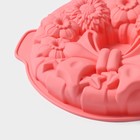 Форма для выпечки Доляна «Немецкий кекс. Праздничный венок», силикон, 26×30 см, с ручками, цвет МИКС - Фото 3