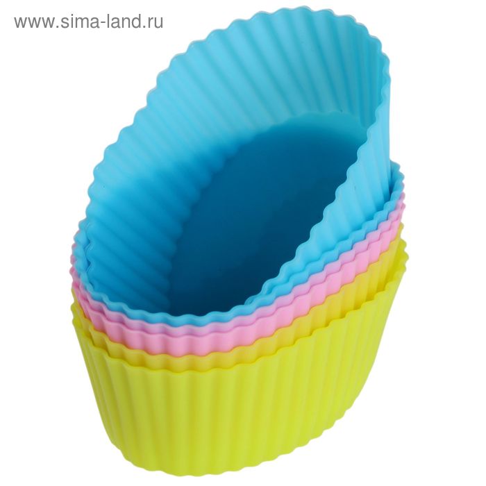 Набор силиконовых форм для выпечки Доляна «Риб.Овал», 8×5 см, 6 шт, цвет МИКС - Фото 1