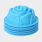 Формы для выпечки кексов Доляна «Роза», силикон, 8×3.5 см, набор 6 шт., синие - Фото 6