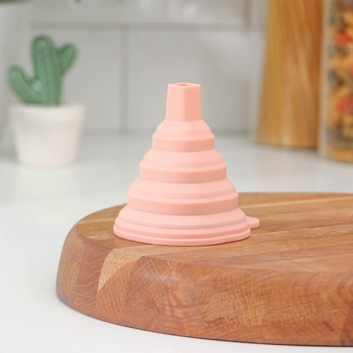 Воронка складная Доляна «Квадро», силикон, 7×9 см, бежевая - Фото 1