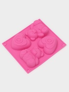 Форма для выпечки Доляна «Мишка и сердце», силикон, 17×15 см, 4 ячейки, розовая - Фото 2