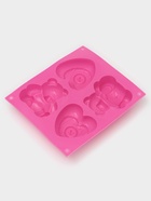 Форма для выпечки Доляна «Мишка и сердце», силикон, 17×15 см, 4 ячейки, розовая - Фото 5