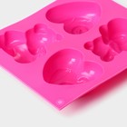 Форма силиконовая для выпечки Доляна «Мишка и сердце», 17×15 см, 4 ячейки, цвет МИКС - Фото 6
