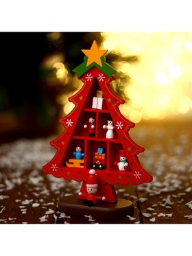 Сувенир «Ёлка с ячейками под подарки», 14.5×19.5 см, красная