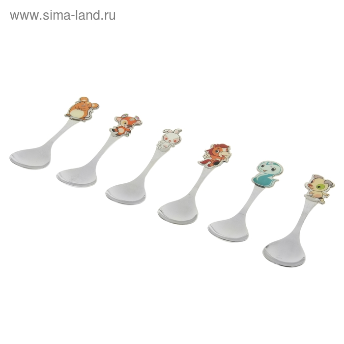 Ложка детская «Зверята», 14 см, цвета МИКС - Фото 1
