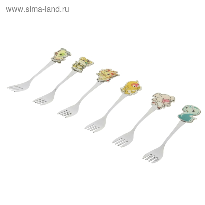 Вилка детская «Зверята», 14 см цвета МИКС - Фото 1