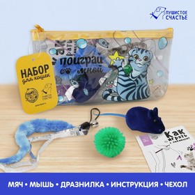 Набор для кошек «Поиграй со мной» мяч, мышь, дразнилка  (артикул 5514384)  большой выбор товаров оптом и в розницу по низким ценам с доставкой