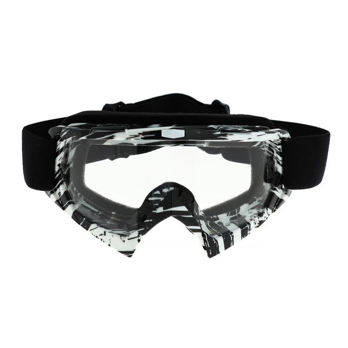 Очки-маска для езды на мототехнике, стекло прозрачное, цвет белый-черный, ОМ-20 - Фото 1