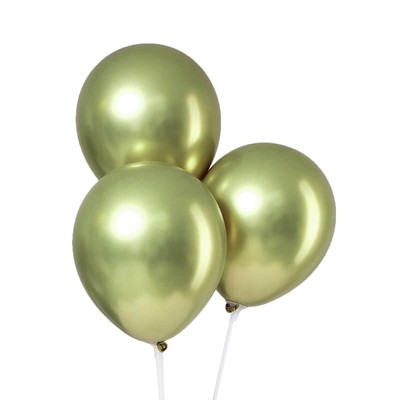 Воздушные шары латексные 12" «Хром», 5 шт., салатовые