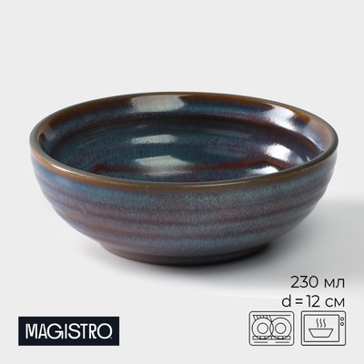Миска Magistro Garland, 230 мл, d=12 см, фарфор, синяя, коричневая