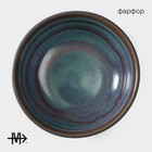 Миска Magistro Garland, 230 мл, d=12 см, фарфор, синяя, коричневая - Фото 2