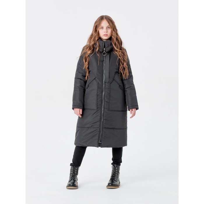 Пальто для девочки, рост 134 см, цвет чёрный