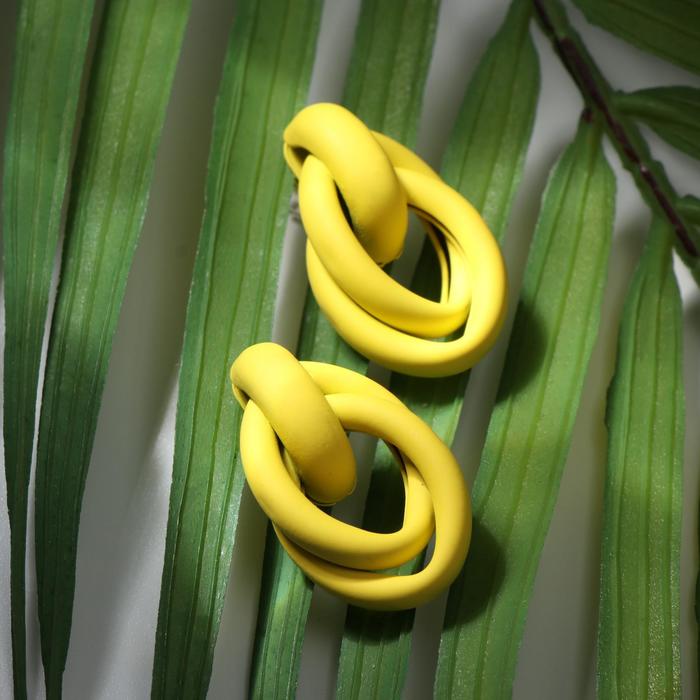 Серьги пластик «Боттега» широкие кольца, цвет жёлтый - Фото 1