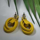 Серьги пластик «Боттега» широкие кольца, цвет жёлтый - Фото 2