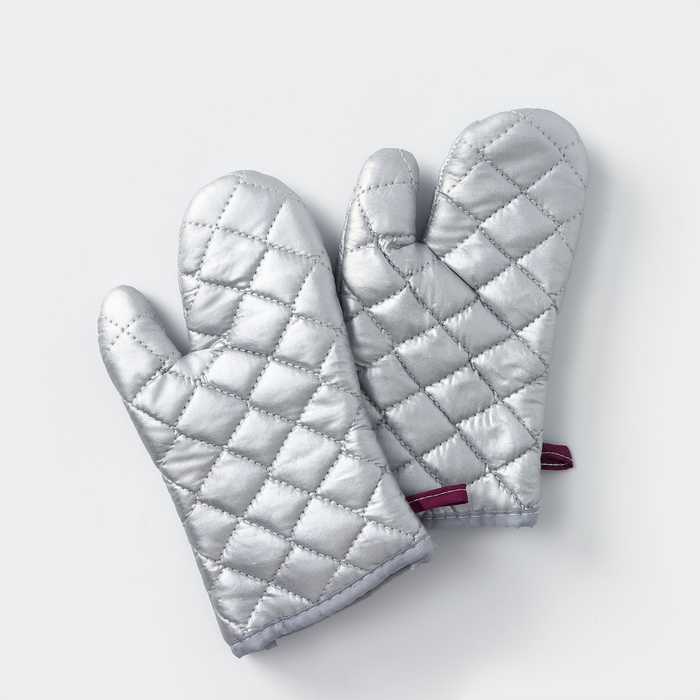 Набор прихваток Доляна «Профи», 2 шт., 30×16×2 см, полиэстер, серый - Фото 1