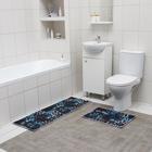 Набор ковриков для ванной и туалета Доляна «Лепестки», 2 шт: 40×60, 45×120 см, цвет синий - фото 9337106