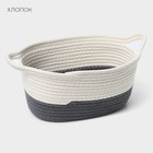 Корзина для хранения плетёная ручной работы LaDо́m «Рита», 34×23×14 см, цвет серый - Фото 3