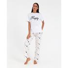 Брюки женские KAFTAN "Pink stars", р. 44-46, белый - фото 23411844