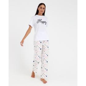 Брюки домашние женские KAFTAN Pink stars, размер 48-50, белые