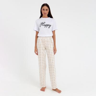 Брюки домашние женские KAFTAN Drops, размер 48-50, белые