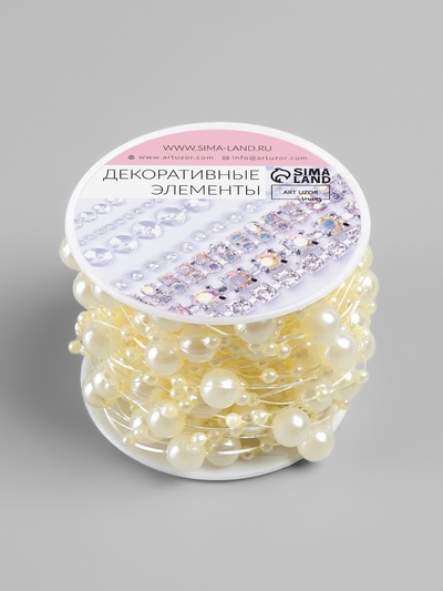 Жемчуг на леске, 3/8 мм, 9±0.5 м, цвет золотой