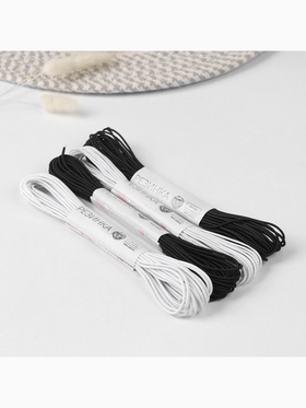 Резинка шляпная, 2 мм, 10±0.5 м, 4 шт., чёрная, белая