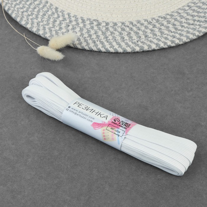 Резинка вязаная, 10 мм, 10±0.5 м, белая