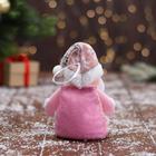 Мягкая игрушка "Дед Мороз в вязаном костюме" 9х15 см, розовый - Фото 2