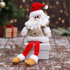 Мягкая игрушка "Дед Мороз в блестящей шубке - длинные ножки" 10х32 см - Фото 1