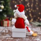 Мягкая игрушка "Дед Мороз в блестящей шубке - длинные ножки" 10х32 см - Фото 2