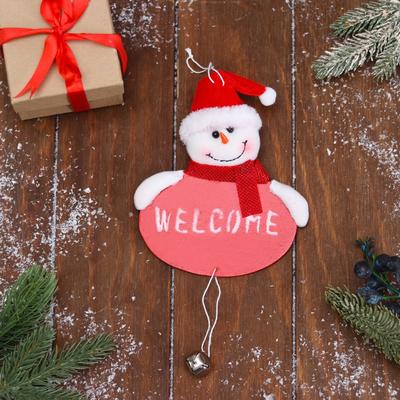 Подвеска мягкая на ёлку «Снеговик» 10×15 см, красная