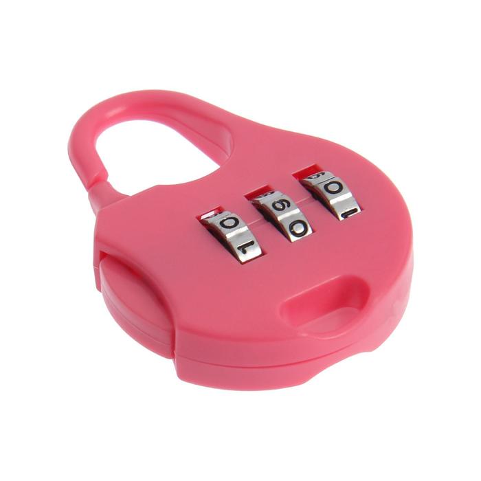 Замок навесной кодовый ТУНДРА, насыщенно-розовый - Фото 1