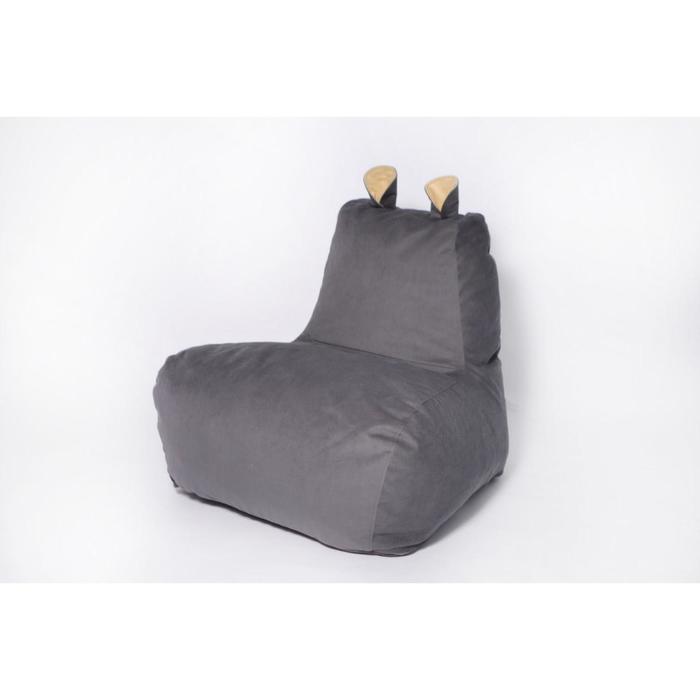 Кресло-мешок «Бегемот», размер 80x80 см, цвет темно-серый/жёлтый велюр