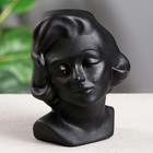 Кашпо "Голова девушки", черный цвет, керамика, 23 см - Фото 2