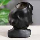 Кашпо "Голова девушки", черный цвет, керамика, 23 см - Фото 4