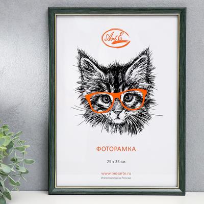 Фоторамка для фото 25×35 см, зелёный с золотом, (пластиковый экран)