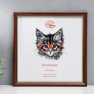 Фоторамка пластик 25х25 см, тёмное дерево (пластиковый экран)