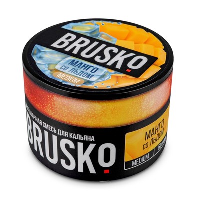 Бестабачная никотиновая смесь для кальяна  Brusko "Манго со льдом", 50 г, medium