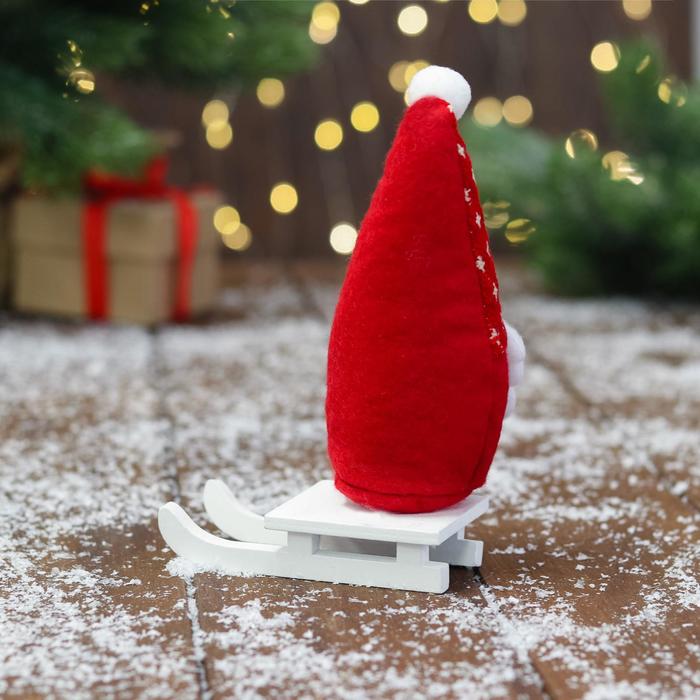 Мягкая игрушка "Дед Мороз на санках" звёзды, 5х13 см, красный - фото 1907275419