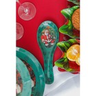 Подставка стеклянная под ложку Доляна «Счастливый Санта», 21×7,5 см, цвет зелёный - фото 4330202