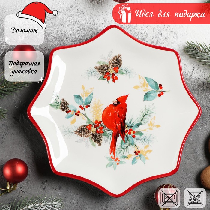 Блюдо сервировочное Доляна «Красный кардинал», 20×20×2,3 см - Фото 1